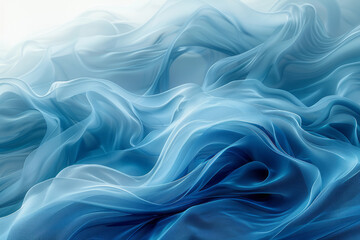 Aufkleber - Flowing waves of thin, elegant lines in shades of blue and white, creating a fluid and harmonious design,