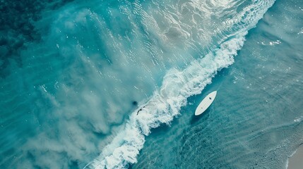 Poster - Aerial view of white beach blue waves