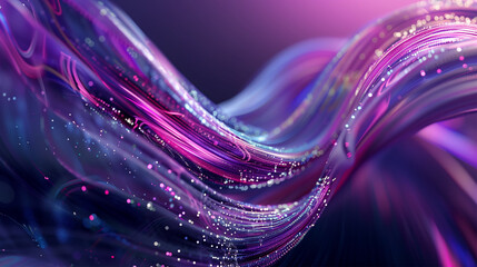 Poster - Abstract technology banner with purple wave of fiber, glossy structure, web banner and modern technology aesthetics.