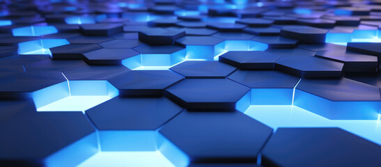 Wall Mural - Futuristic Blue Hexagonal Digital Background