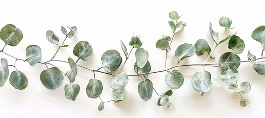 Poster - miniature pressed eucalyptus in one line in the style of watercolor on a white background