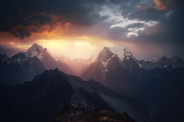 Canvas Print - Majestic Sunset Over Mountain Peaks