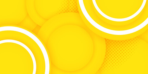 Wall Mural - yellow color contrast banner. A bright yellow, Abstract background in hipster futuristic graphic vector illustration. Yellow background with white circles. Vector