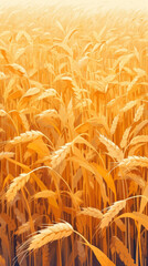 a minimalist vector illustration of a vast field of wheat, gold wheat landscape, farmland background