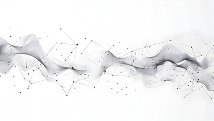 Poster - Abstract white background with connected dots and lines in the style of low poly
