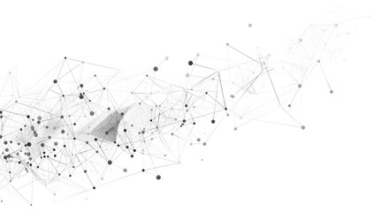Poster - Abstract white background with connected dots and lines in the style of low poly
