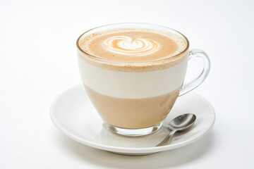 Canvas Print - Latte with heart-shaped foam art in a glass cup