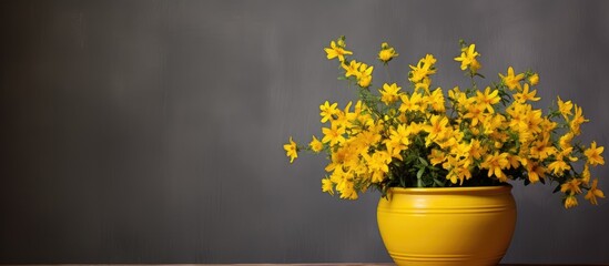 Aufkleber - Pot with vibrant yellow flowers, providing a colorful touch to your space; ideal for adding a pop of color to any room and a perfect copy space image.