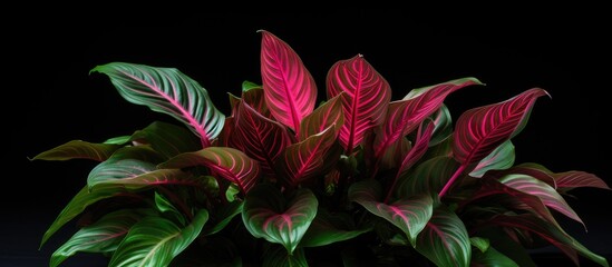 Poster - Aglaonema plant on a white backdrop with copy space image.