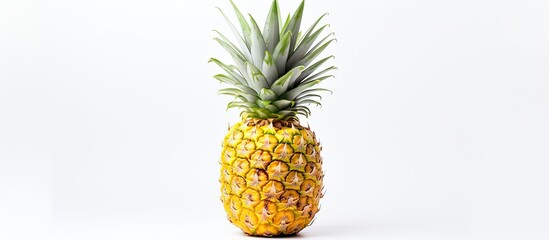 Poster - Fresh, ripe pineapple on white background for a healthy nutrition copy space image.