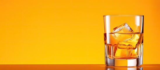 Aufkleber - A dark yellow natural drink in a glass is positioned against a bright background with available copy space image.