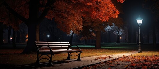 Aufkleber - Scenic autumn park at night with a copy space image.