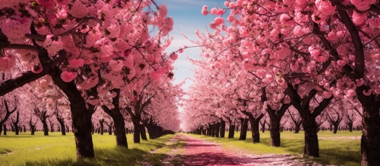 Poster - Orchard with sour cherry trees, perfect for a copy space image.