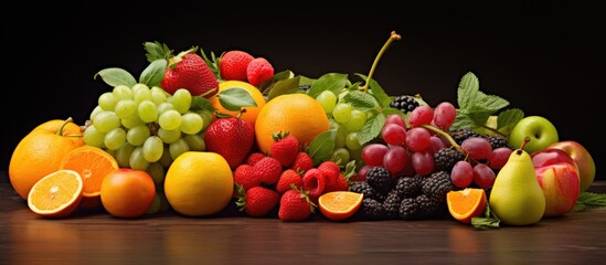 Poster - Juicy fruits with a variety of colors in a copy space image.