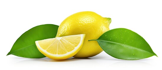 Poster - Lemon fruit isolated on a white background with a clipping path for easy removal, perfect for a copy space image.