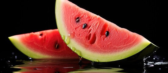 Poster - Juicy ripe watermelon slice with a copy space image.