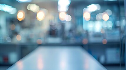 Wall Mural - blurred laboratory background with bokeh lights. modern laboratory with equipment and bright lights,