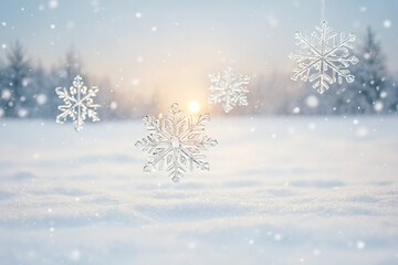 Poster - Crystal Clear Snowflakes on a Snowy Winter Day