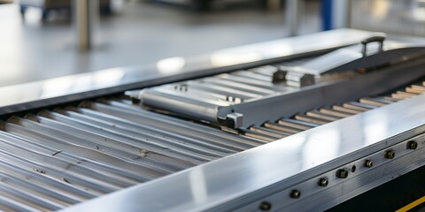 Poster - Baggage inspection table at customs, close-up, clear focus, morning, no people