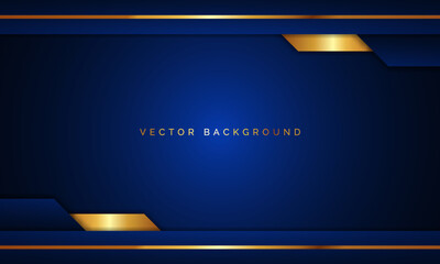 Poster - modern dark blue luxury with gold lines premium banner background