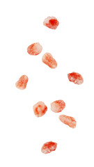 Wall Mural - falling pink salt, himalayan, isolated on white background, full depth of field