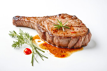 Canvas Print - Grilled Steak with Rosemary and Sauce