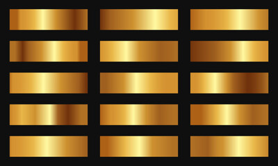 Poster - set of golden metallic gradient template design decoration on black background