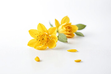 Close-up of yellow flowers on a white background