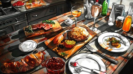 Wall Mural - food sketchup realistic