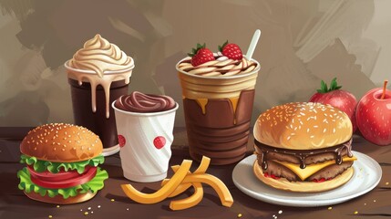 Wall Mural - food sketchup realistic