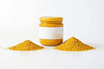 Wall Mural - Jar of Yellow Sauce with Powdered Spice