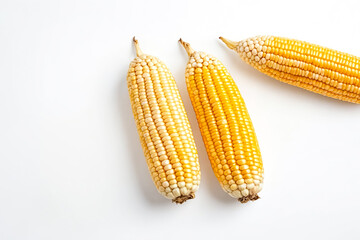 Wall Mural - Three ears of corn on a white background