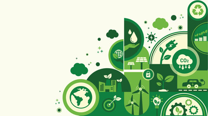 world environment and sustainable development concept with ecology icons template vector flat design