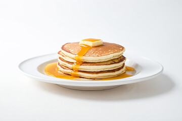 Canvas Print - Close-Up of Buttery Pancakes Drizzled with Honey