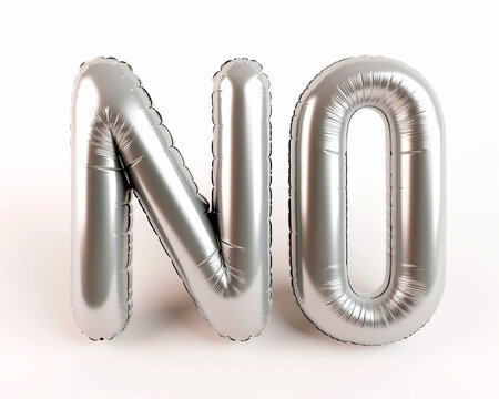 Photo with inflatable word with glossy silver letters 