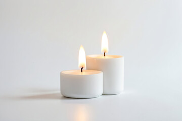 Sticker - Two White Candles Burning on a White Surface