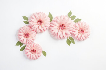 Canvas Print - Pink Dahlia Flower Arrangement on White Background