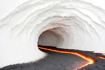 Poster - White Cave Tunnel With Lava Flow