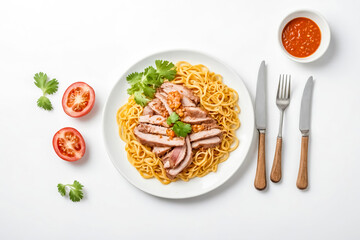 Canvas Print - Pork with Noodles and Spicy Sauce