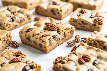 Sticker - Close-up of Homemade Chocolate Chip Pecan Bars