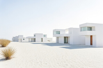 Wall Mural - Minimalist White Villas on Sandy Terrain