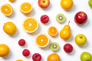 Sticker - Colorful Fruit Pattern on White Background