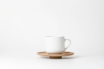 Poster - White Mug on Wooden Saucer