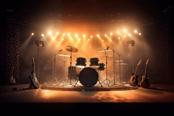 Dramatic Concert Stage with Musical Instruments