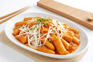 Poster - Korean Tteokbokki with Bean Sprouts and Green Onions