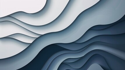 Poster - Abstract elegance: modern minimalist background design with overlapping blue waves