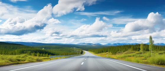 Wall Mural - Serene Highway Adventure Through Nature