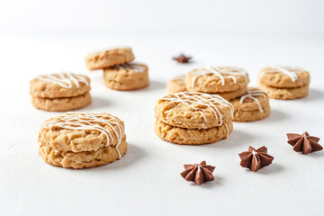 Wall Mural - Delicious Cookies with White Icing and Chocolate Stars