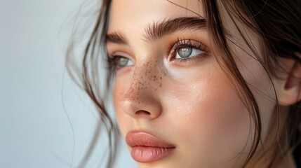 Poster - natural beauty concept young woman profile face closeup studio shot