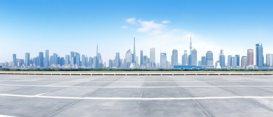 Canvas Print - Panoramic City Skyline with Clear Sky